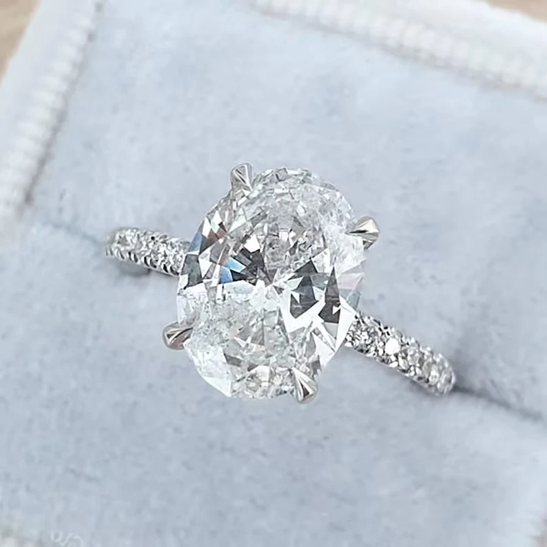 2.30CT Oval Cut Lab Grown/CVD Diamond Hidden halo Wedding Ring In 14k White Gold - Image 4 of 4