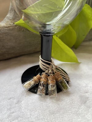 Wine Glass Markers mini GLASS bottles Hand Filled with pieces of Nature