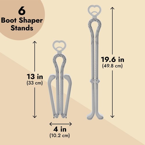 Juvale Confezione da 6 Supporti per Stivali Pieghevoli per Stoccaggio, Inserti Supporto Clip Grigio, - Foto 3 di 9