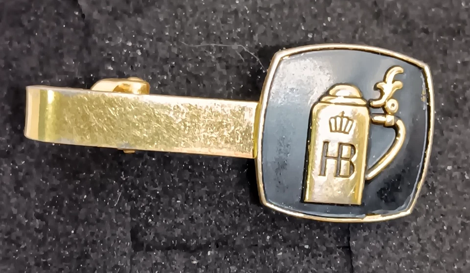 De colección 2 pulgadas HB Stine con fondo negro tono dorado barra de corbata clip Foto 2 de 4