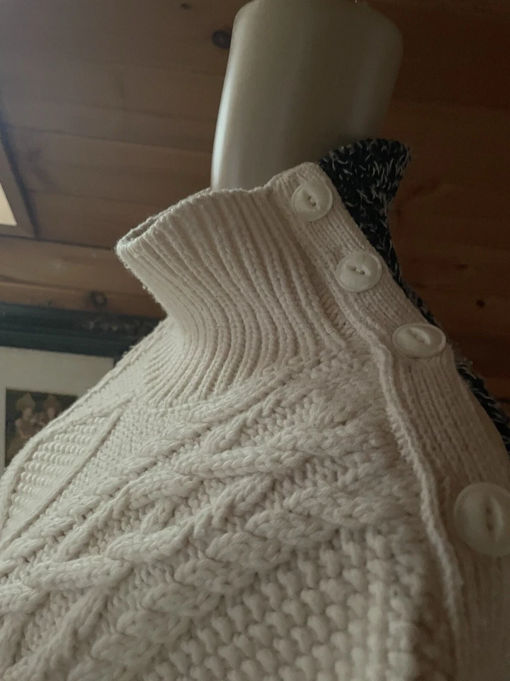 Rag & Bone 高领粗针织白色黑色毛衣羊毛混纺大码 — 第 4/4 张图片