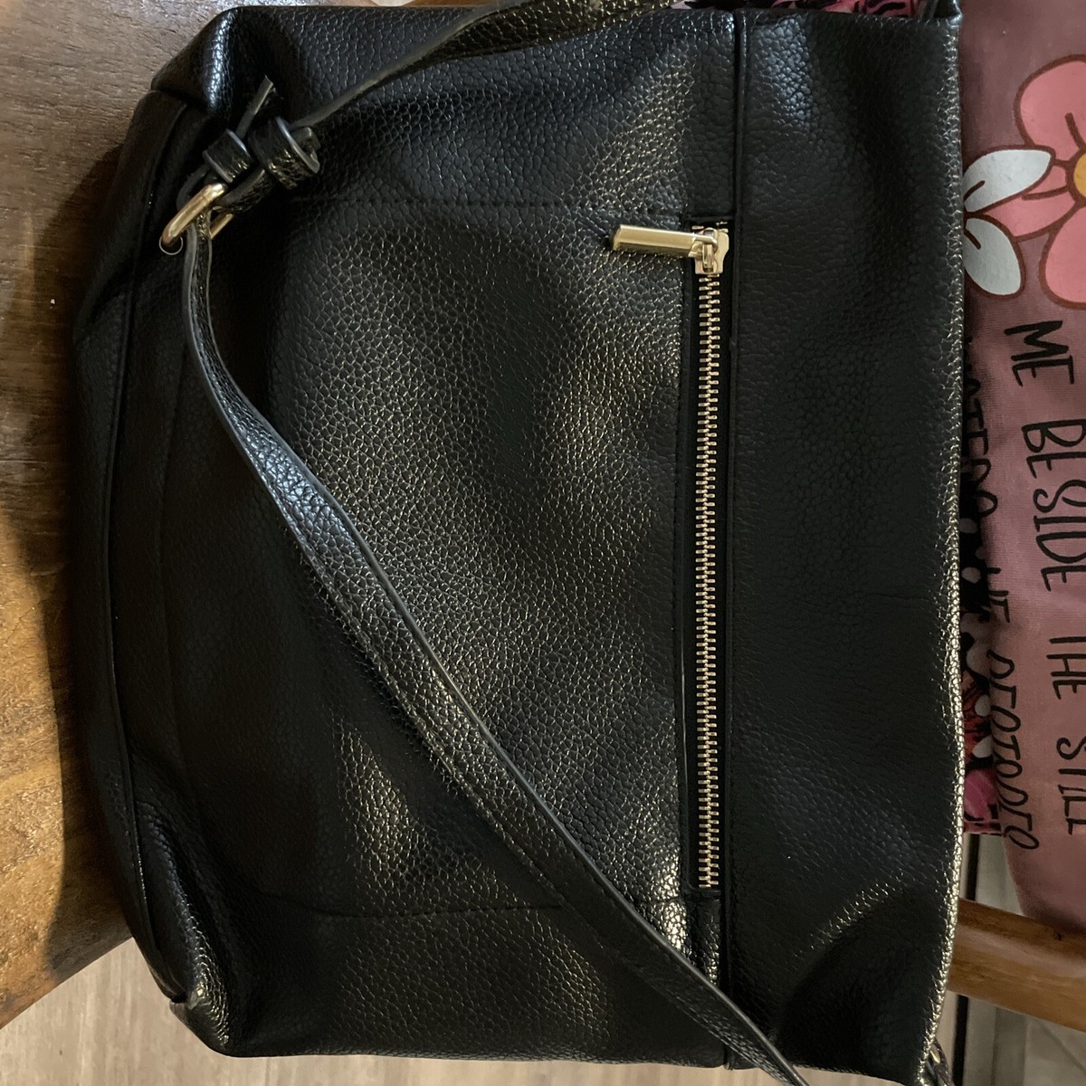 A New Day 12.5 X 11 Black Purse W/ Gold Tone Hardware. Sleek  display picture 1
