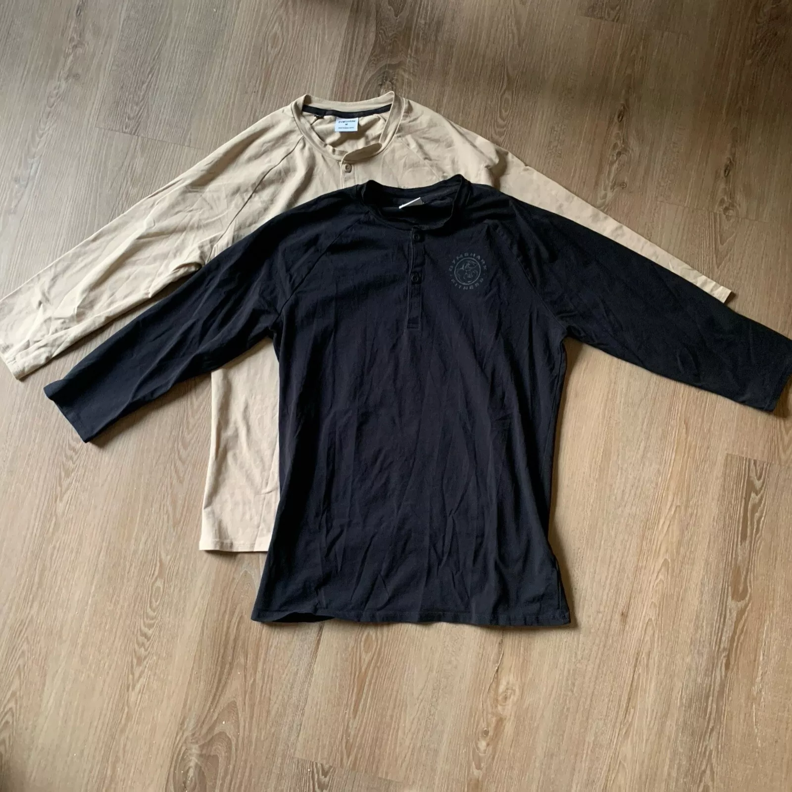 gymshark legacy henley 3/4 sleeve cotton stretch shirt