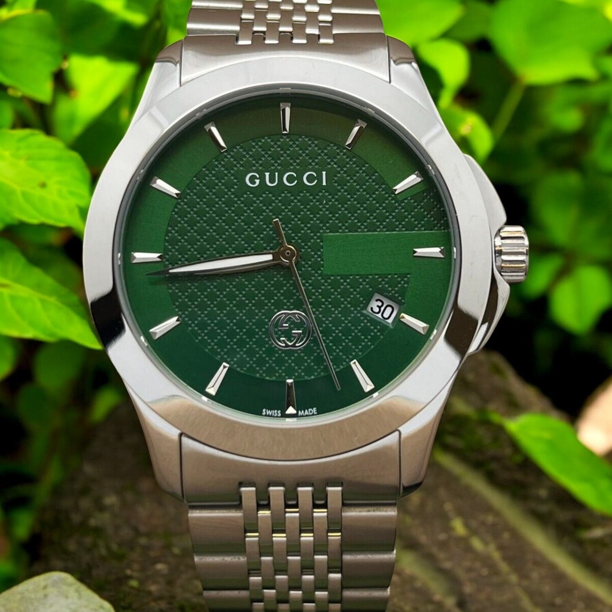 Gucci watch 38mm Gents YA 1264108 Green for sale online | eBay