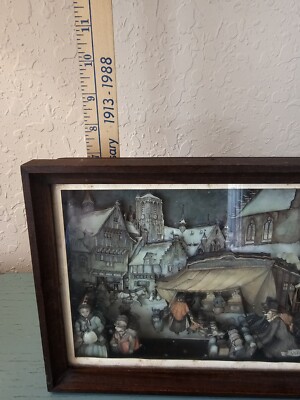 Vintage Mid Century Dutch Anton Pieck 3D Shadow Box Street Scene
