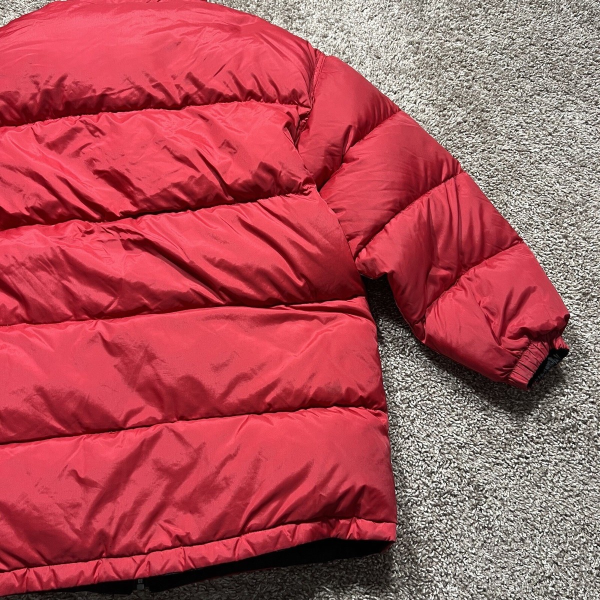 し*い様 90s first down 2way short down jack VTG 90's First Down Reversible Duck Down Puffer Jacket Red