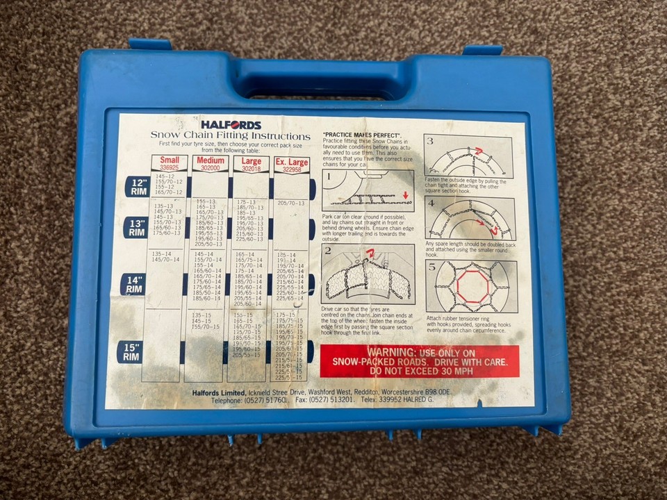 Halfords Snow chains Large Unused. eBay