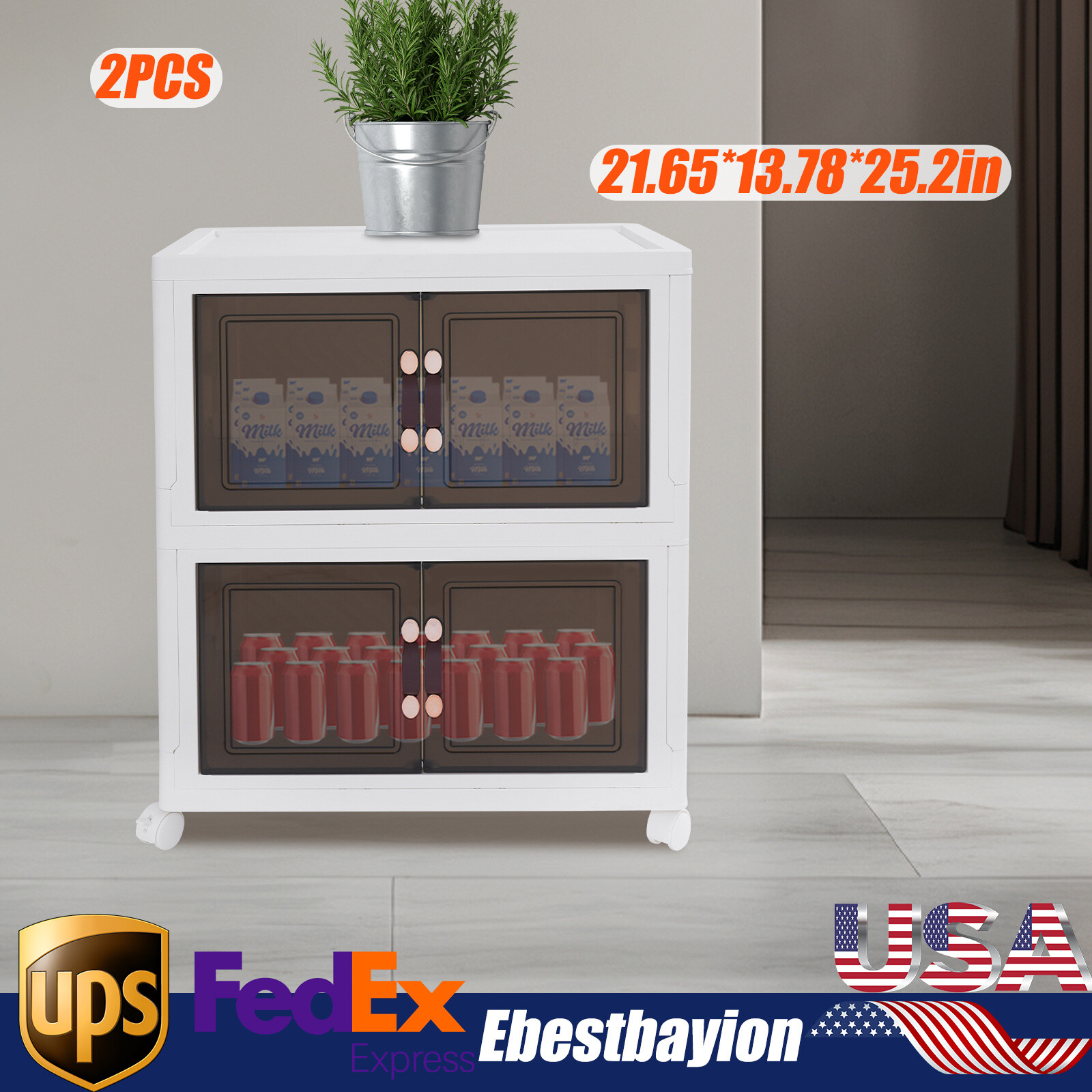 2pcs Stackable PP Storage Box for Clothes Shoes Books Organizer