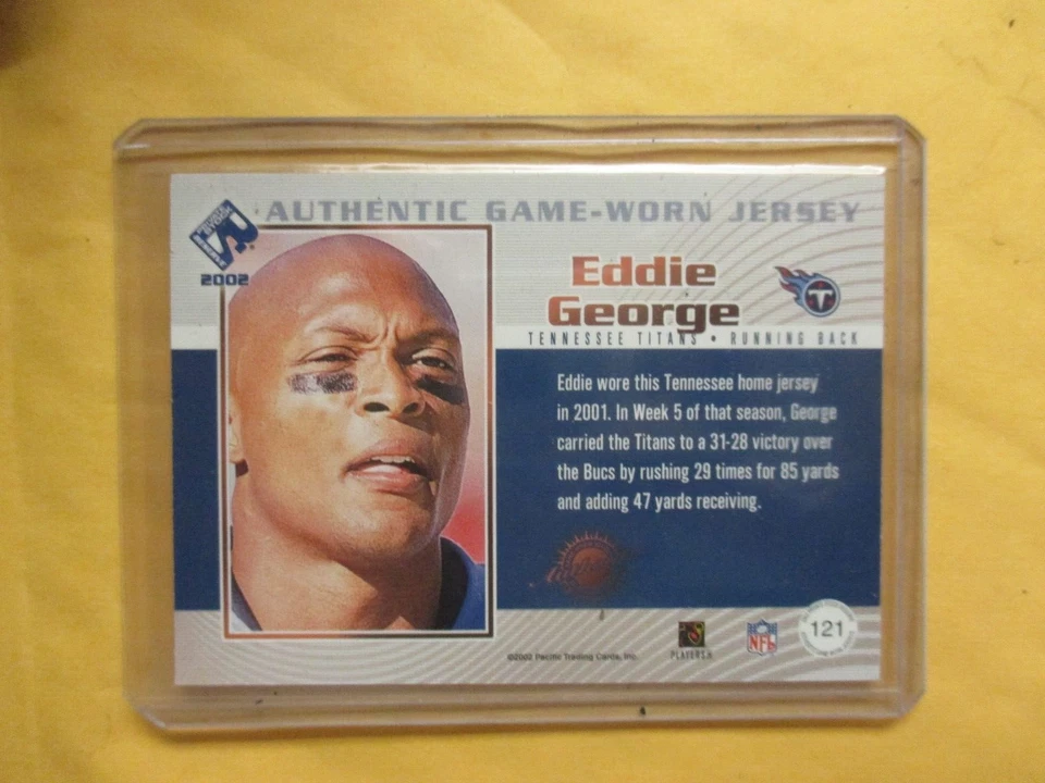 2002 pacific private stock reserve eddie george game used jersey card #121 titan - Image 2 of 2