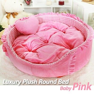 Luxury Pet Bed- Baby Pink Large Round Plush Supersoft Cuddly Bed for ...