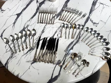 Wm. Rogers Flatware MAGNOLIA Silverplate 1951 MCM Floral Silverware 54 Piece Set