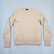 Quince Women Mongolian Cashmere Crewneck Sweater Oatmeal Tan Long Sleeve Top M