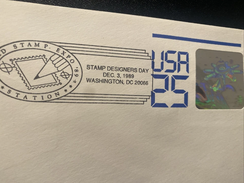 STAMP DESIGNERS DAY ON USPS FIRST 3 DIMENSIAL STAMPED ENVELOPE WASHINGTON 1989 - Image 4 of 4