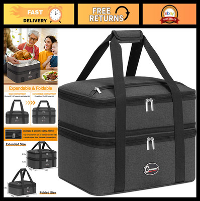 Insulated Double Casserole Carrier Bag - Keep Food Hot/Cold for Potlucks, Picnic