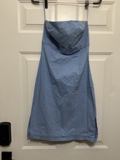 Body-Con Y2K Dress Powder Blue Square Neck 5/6 Strapless Express Dress Stretchy