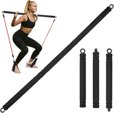 Resistance Band Bar Adjustable Length for Workout, Portable Pilates Bar for Home
