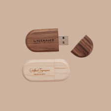 Personalised Oval Wooden USB Stick Flash Drive Custom Engraved Gift