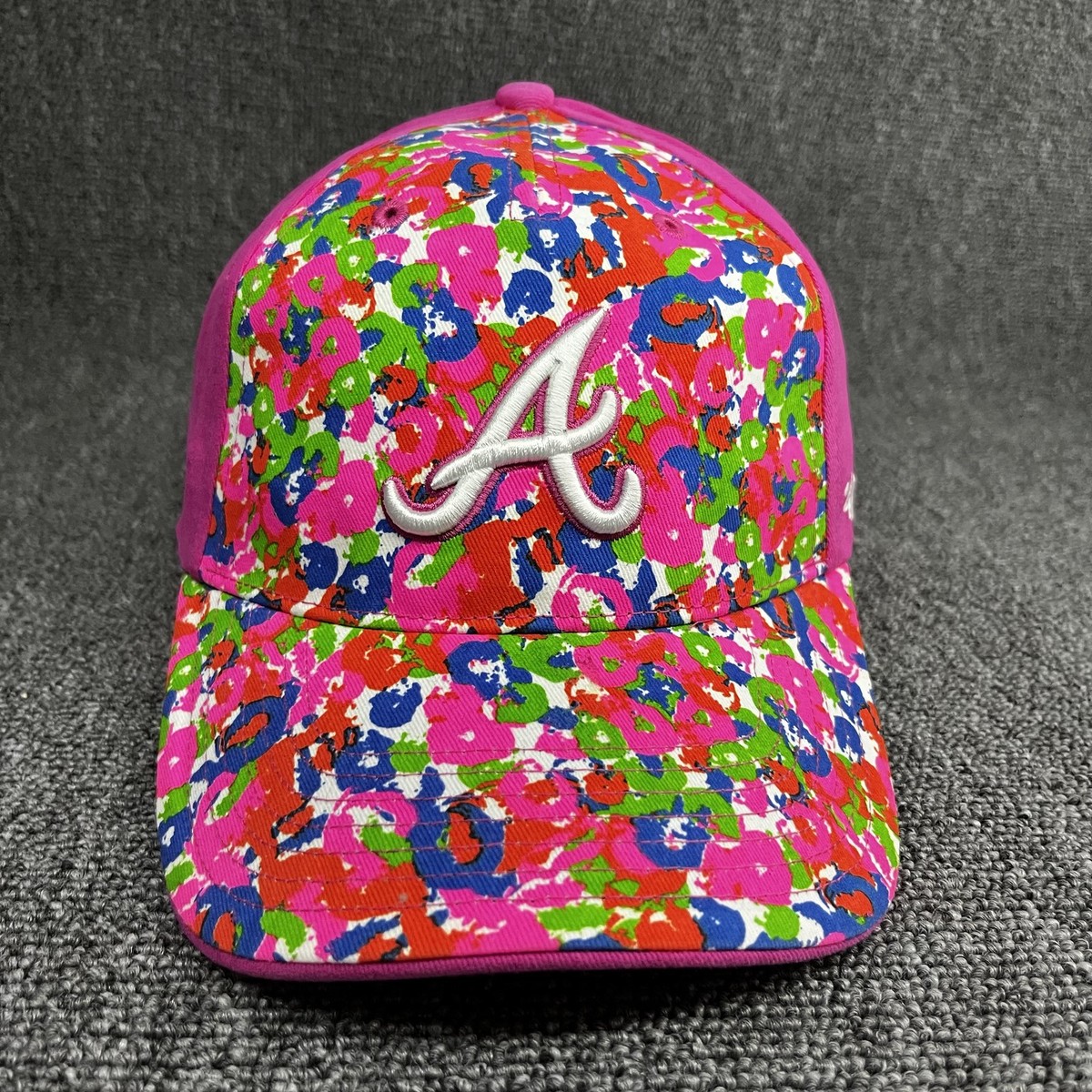 New '47 Brand Atlanta Braves Youth Posey Clean Up Adjustable Hat Pink Floral