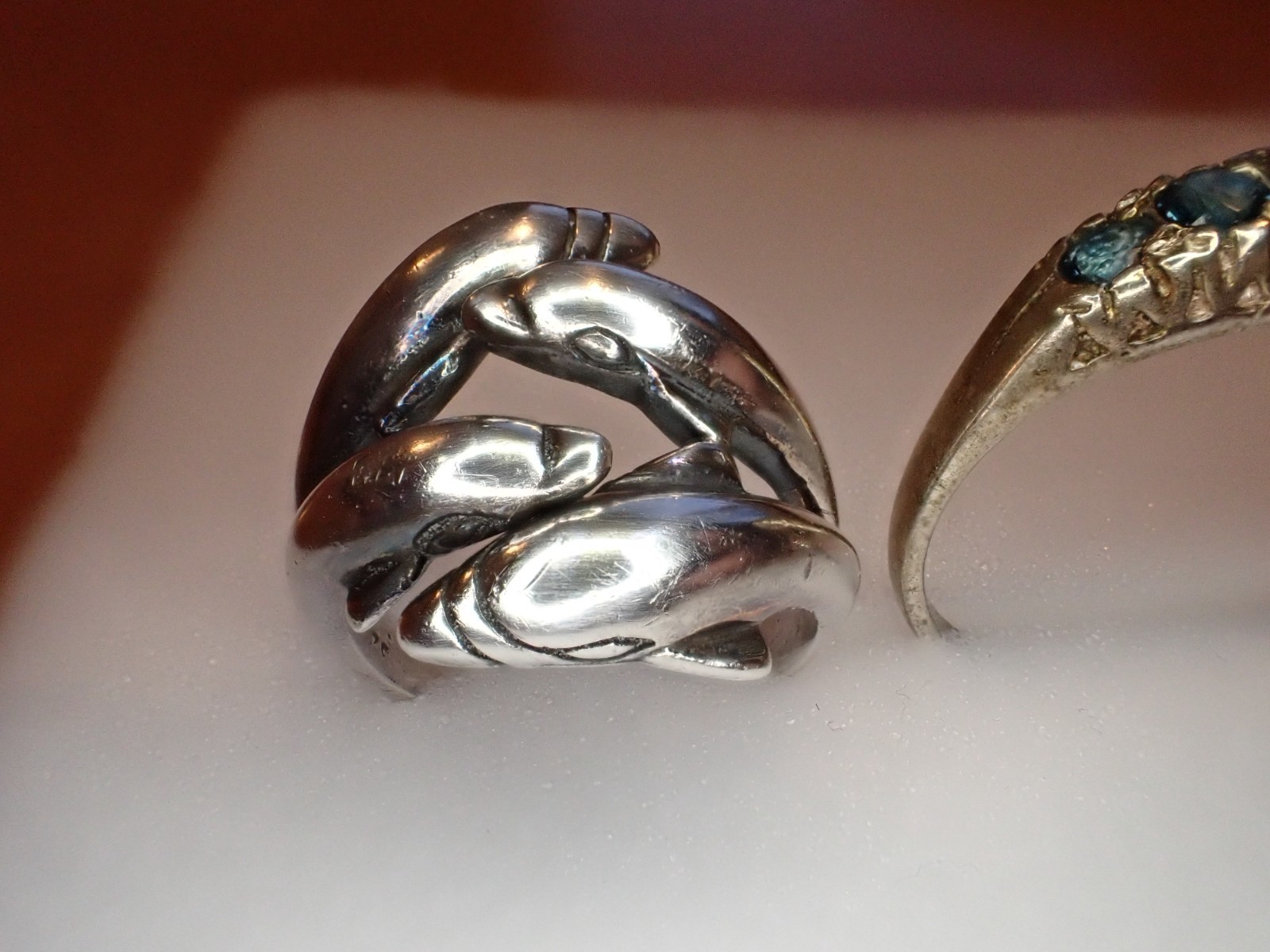 Six Solid Silver rings Including A beautiful Dolp… - image 2
