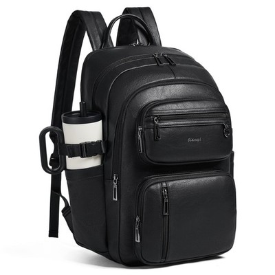 Vegan Leather Backpack, TSA Travel Backpack for Men and Women, Fits 17.0 Inch...
