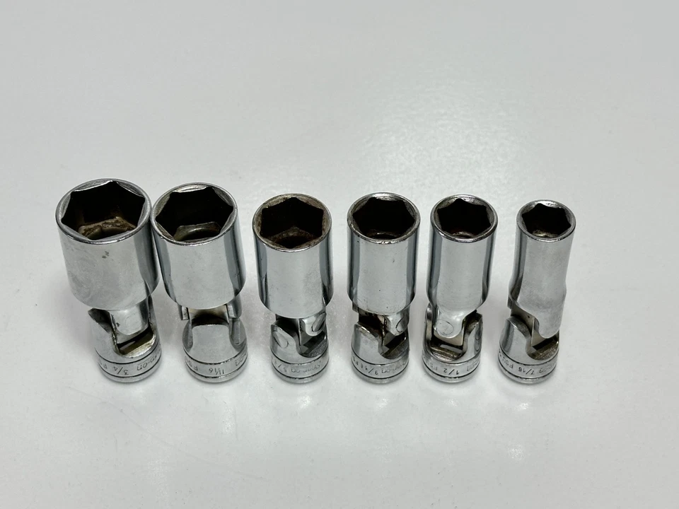 Snap On Tools USA 6pc 3/8" Drive Deep SAE Swivel Universal Socket Set, 7/16-3/4" - Image 4 of 4