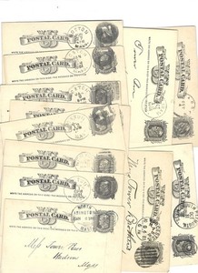 USA  POSTAL CARDS 1880 ISH 1 C RATE   CANCEL STUDY! MANY SCARCE LOT OF 20 F  #91