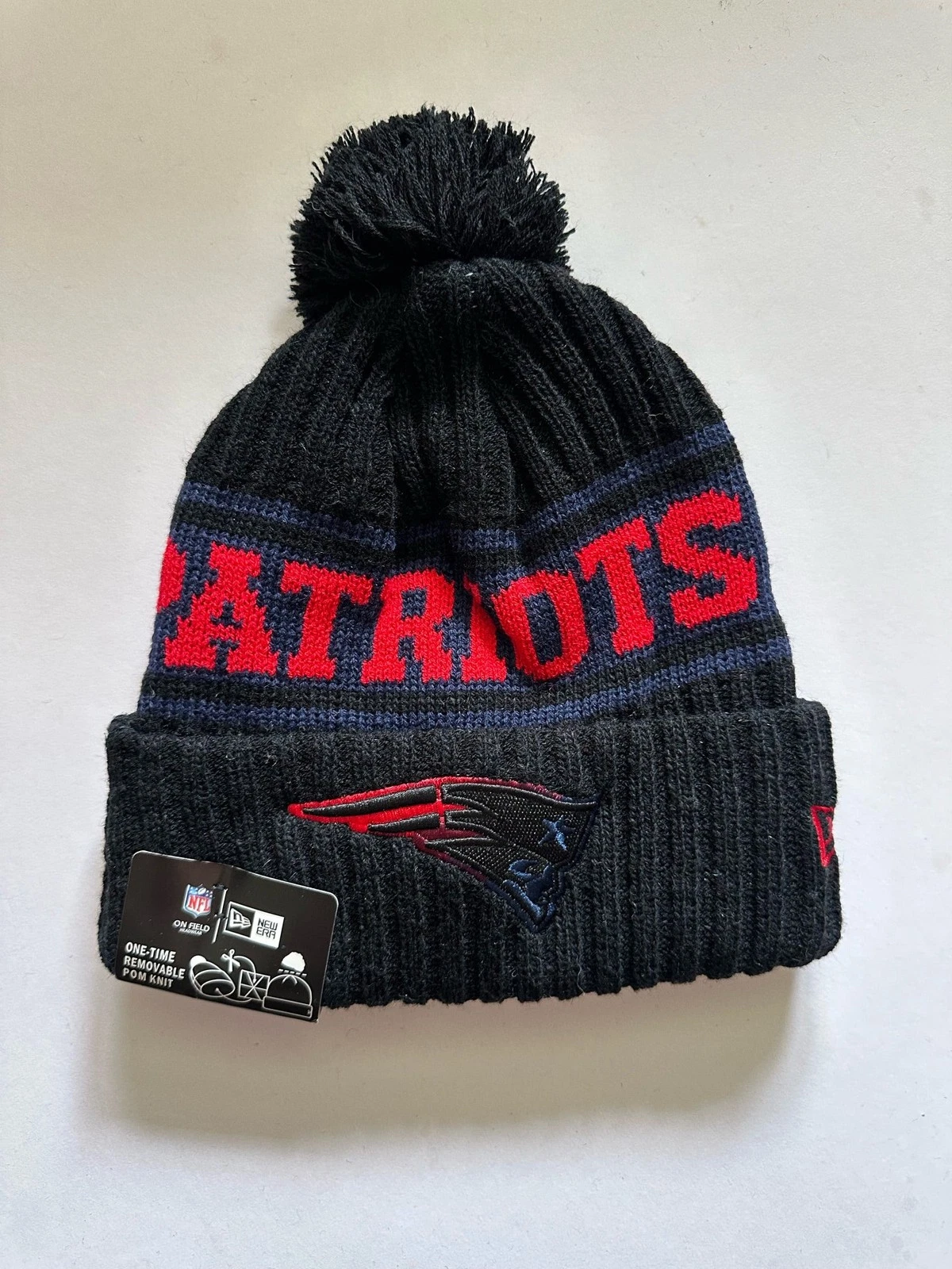 New England Patriots NFL Bobble Beanie Multi Colour With Tags on