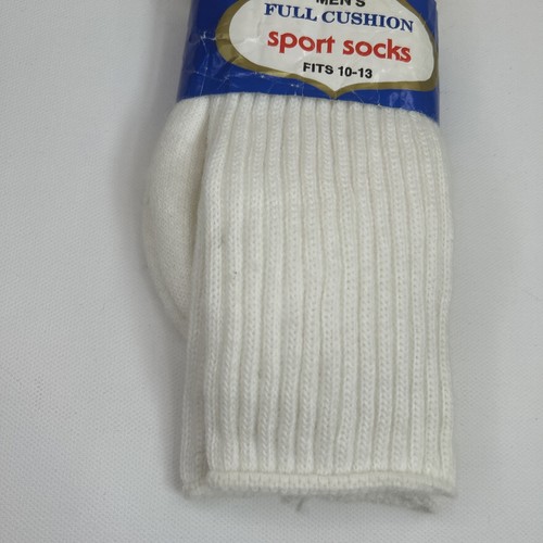 VTG Crew Socks USA Made 10-13 Orlon Acrylic Cushion White NOS 80s 90s Men's. - Picture 3 of 6