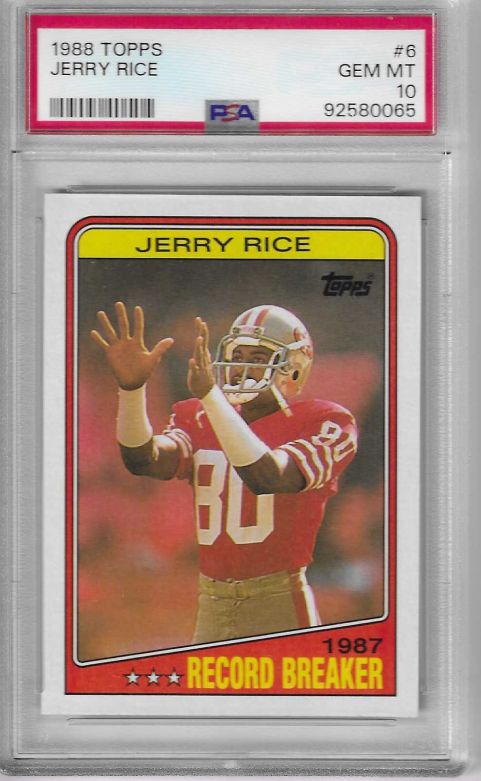 1988 Topps Jerry Rice Record Breaker #6 PSA 10 Gem Mint