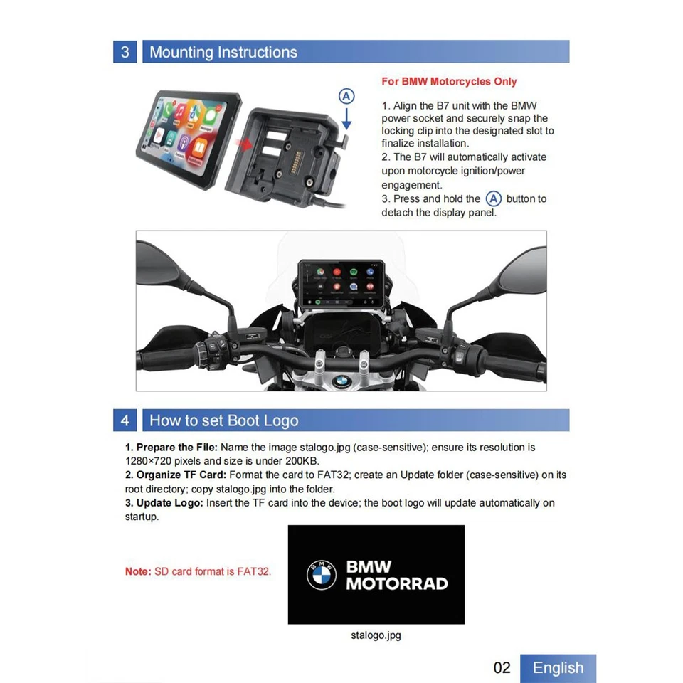 7in motorrad navigation screen für BMW w/carplay Android auto GPS IPX7 - Bild 3 von 4