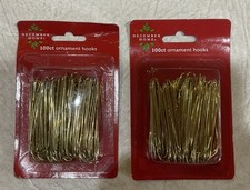 200 Christmas GOLD Ornament Hooks Tree Hangers Wire LARGE 3 Inches Long