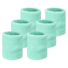 Wrist Sweatbands Sports Wristbands, 6 Pack 3" Light Blue