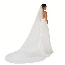 1 Tier Pearl Wedding Bridal Veil With Metal Comb Headband Decorations Bride T...