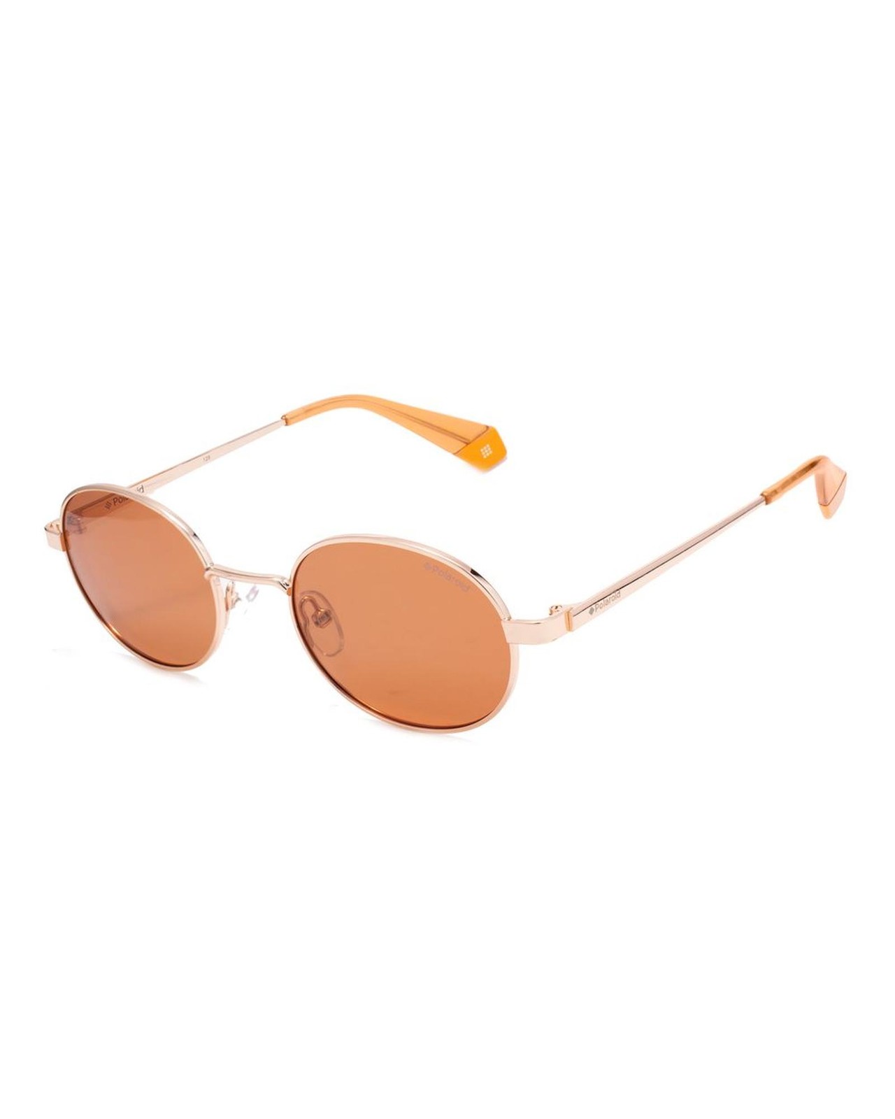 Polaroid Oval Rose Gold Sunglasses with Amber Lenses Unisex Style-image