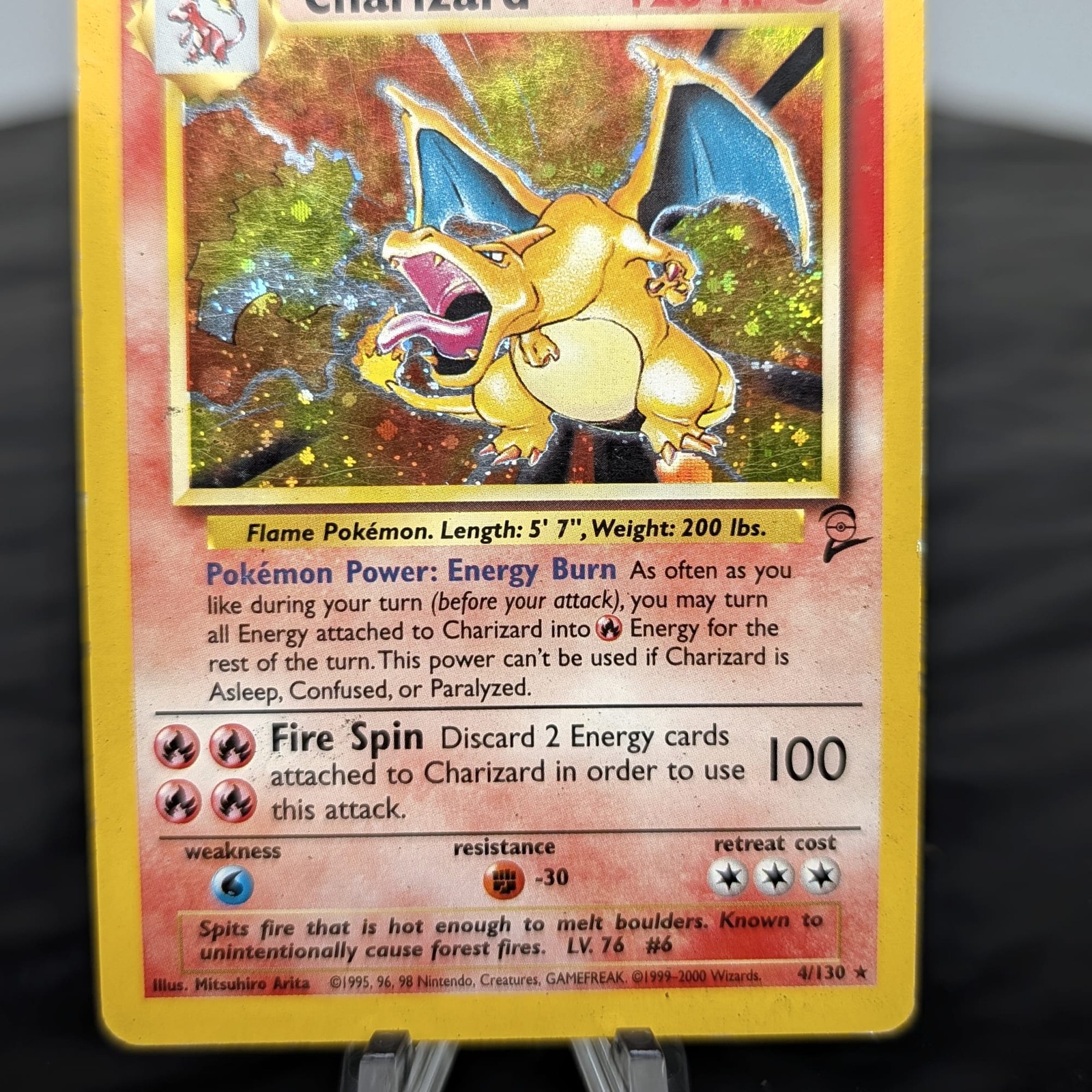 Pokémon Charizard 4/130 Base Set 2 Holo Rare WotC 2000 Vintage Card MP ✨