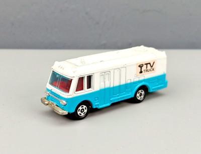 Vintage 1975 Tomica Tomy #75 Blue/White NHK TV-Bus 1/122 Diecast Truck