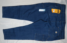 CARHARTT WOMENS 24 REG BLUE JEAN DOUBLE FRONT RELAXED RUGGED FLEX BD5110-W NEW
