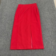 Vintage Giorgio Sant'Angelo Skirt Womens 14 Red Wool Front Slit Midi Classic