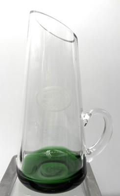 Tullamore Dew Glass Advertising Pitcher 12 Ounce Etched Logo Green Weighted Base
