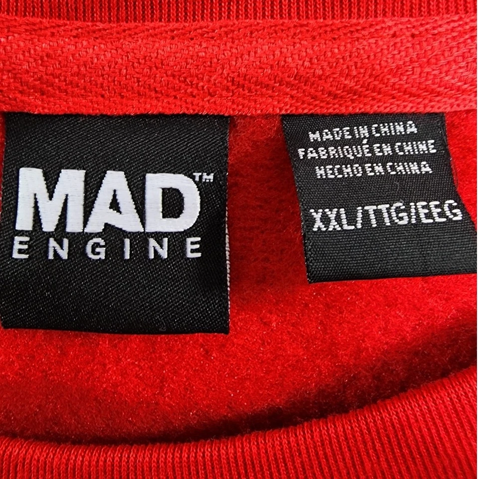 Moletom Mad Engine masculino XXL vermelho branco feriado Where's The Mistletoe Christmas - Imagem 4 de 4
