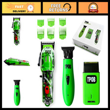 Men's Hair Clippers Trimmer Set - Matte Green Case, X Fade Blade, Barbershop Qua
