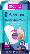 Because 88 Pack Overnight Booster Pads White Unisex Incontinence Underwear