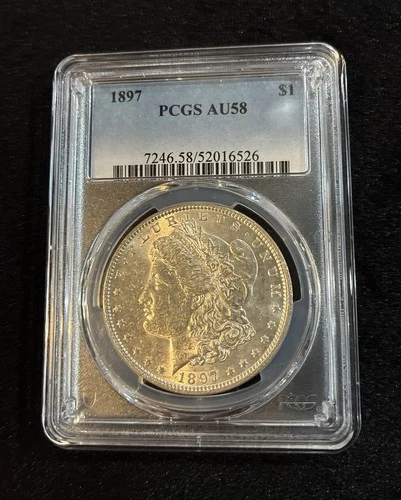 1897-P Morgan Silver Dollar Freshly graded  PCGS AU58