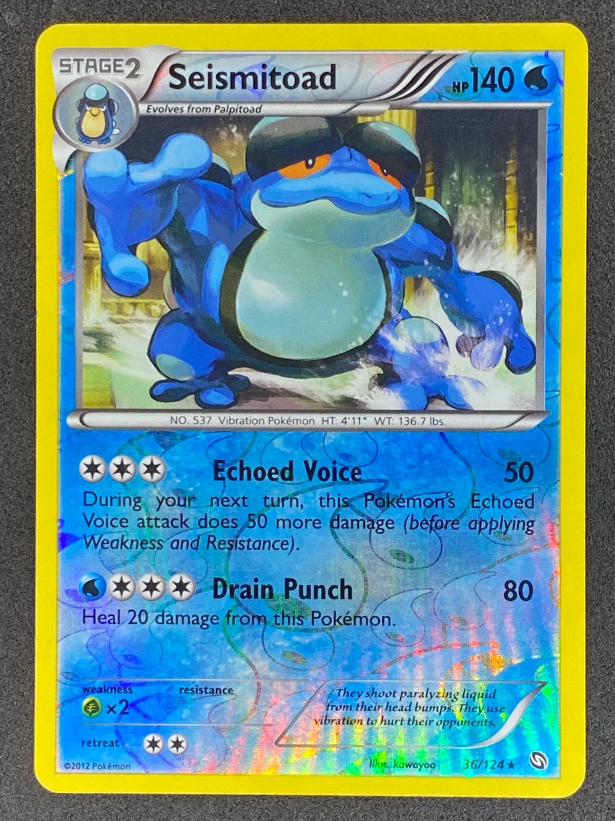 Pokémon Seismitoad Reverse Holo 36/124 DRX Dragons Exalted LP