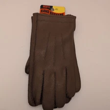 Men's Hand Hugger Cotton Gloves Made In Hong Kong Fits Any Size OSFM Brown