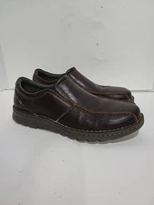 CLARKS 11826 BROWN LEATHER CASUAL SLIP-ON MENS 10.5W SHOES