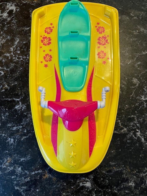 Rare Vintage Barbie Jet Ski Wave Runner Sport Fun Bath or Pool Toy Pink/Yellow