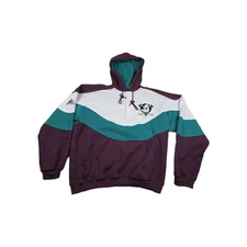 Vintage Anaheim Mighty Ducks NHL Apex One Hooded Colorblock Sweatshirt 90s XL