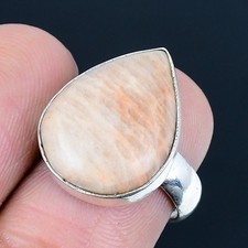 Orange Aventurine Gemstone Handmade 925 Sterling Silver Jewelry Ring Size 7
