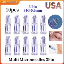 Crystal Microneedle 34G 3Pin Needles Tip Anti Aging Eyes Neck Lines Skin Care